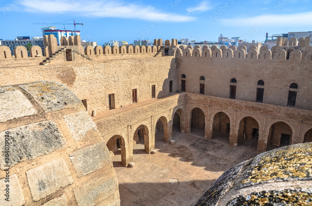 Fototapeta premium The Ribat (fortress) inside the medieval medina of Sousse, Tunisia.