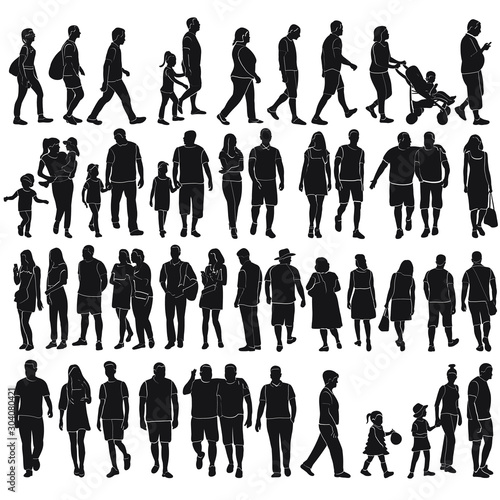 people; man; silhouette; person; black; crowd; woman; business; vector; employee; walk; age; movement; family; coffee; chat; urban; mobile; go; motion; gay; homosexual; eat; bike; guy; kid; elderly