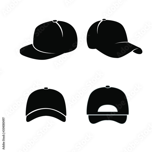 Fotografie, Obraz set of Baseball hat black logo icon design vector illustration