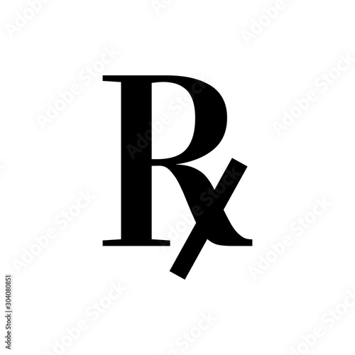 Sign of medical regular prescription receipt. Rx icon