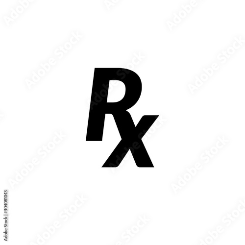 Rx prescription medical symbol isolated on a white background.