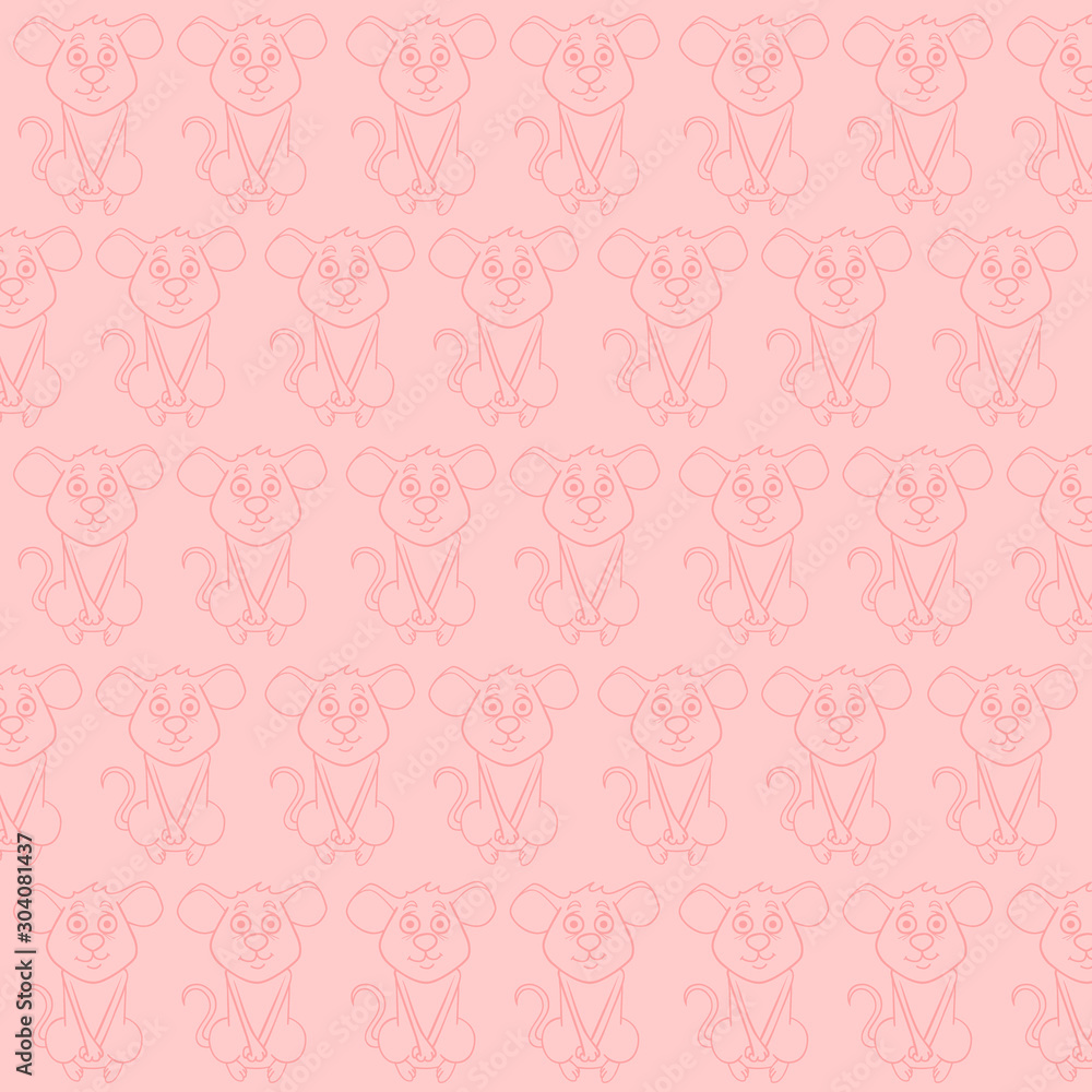 square pink background with cartoon cute mice