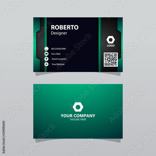 Modern green tosca bussines card template. Elegant element composition design with clean concept.