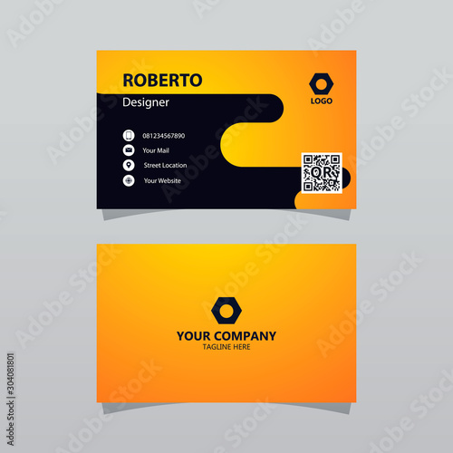 Modern orange bussines card template. Elegant element composition design with clean concept.