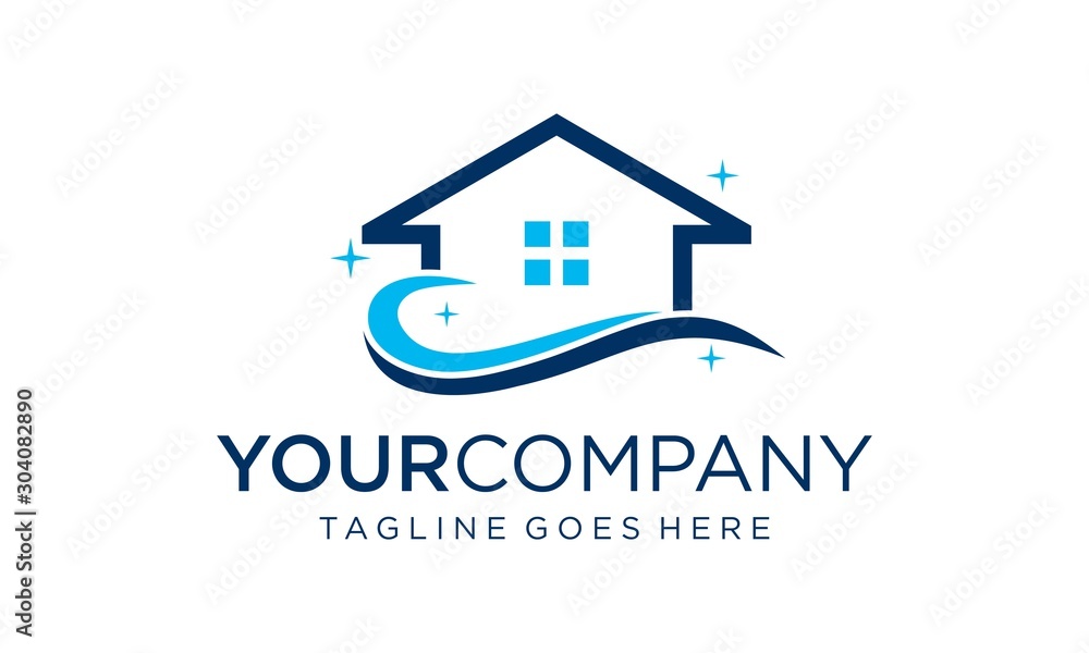 Creative home cleaning logo designs concept