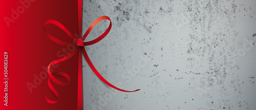 Red Ribbon Concrete Background