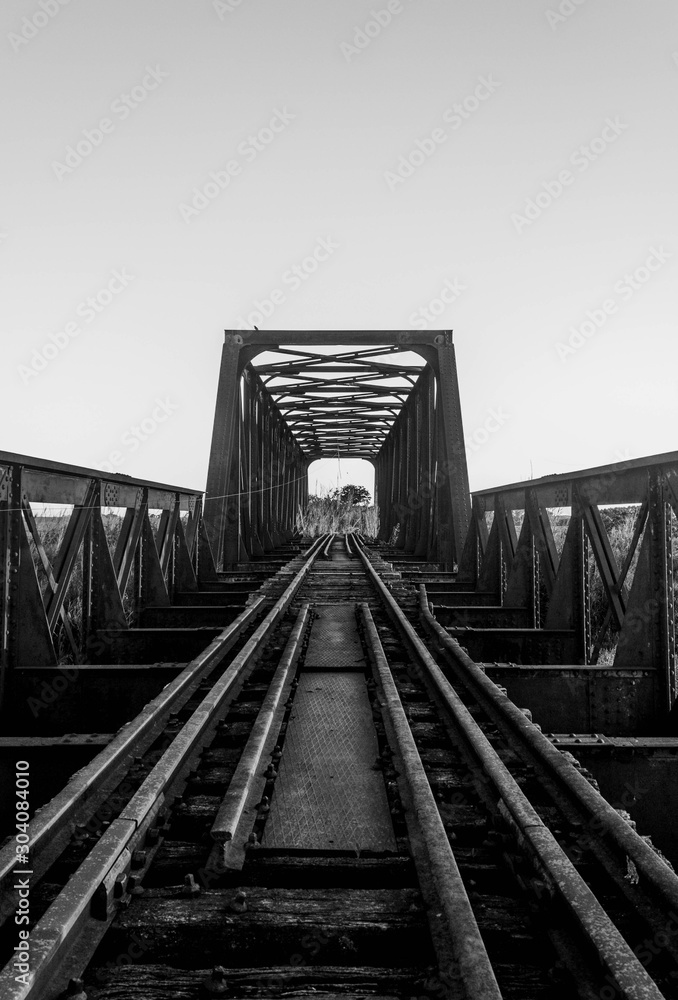 Iron Railway Bridge, black and white