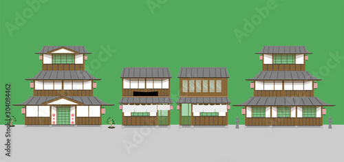 set of japanese old home and restaurants. vector illustration eps10