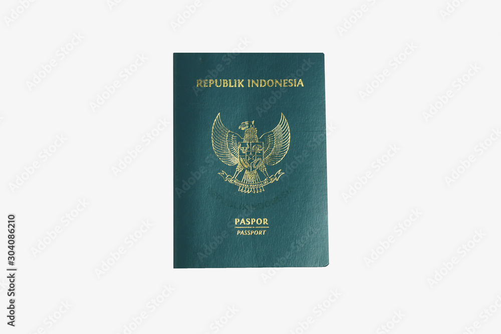 Indonesian passport 2018 in white background Indonesian passport 2018 in white background