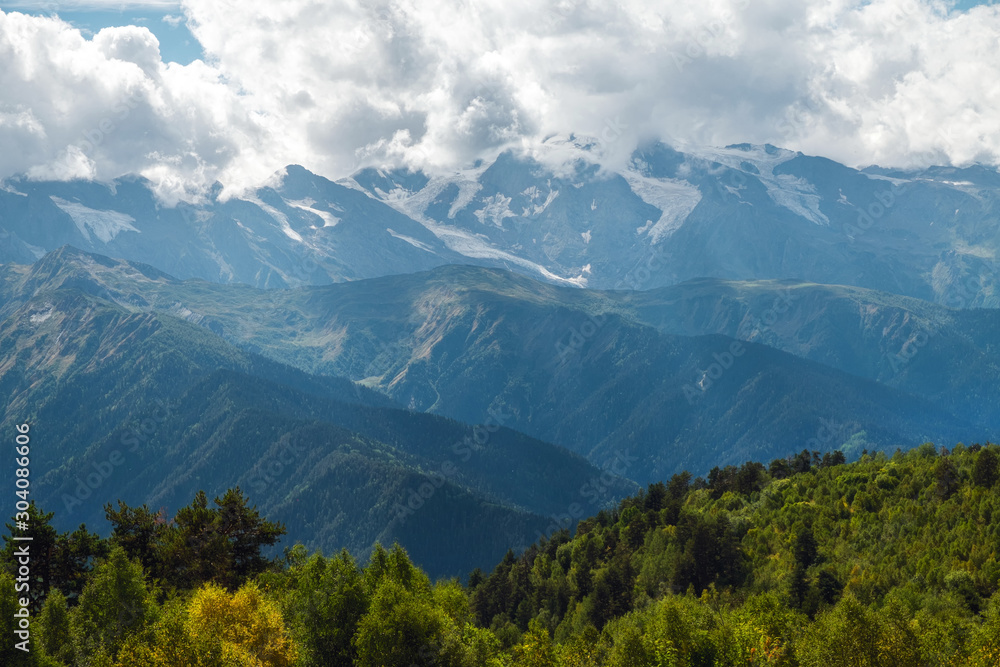 Sunny day in mountains of Svaneti Georgia