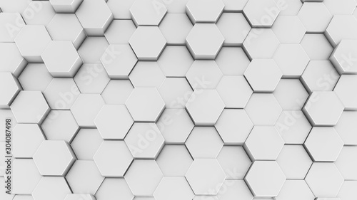 Fototapeta Naklejka Na Ścianę i Meble -  Hexagons honeycomb background abstract science design. 3d render illustration