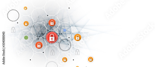 Cybersecurity and information or network protection. Future technology web services for business and internet project