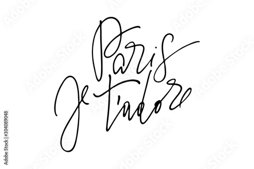 Phrase french writing paris I adore you handwritten text vector