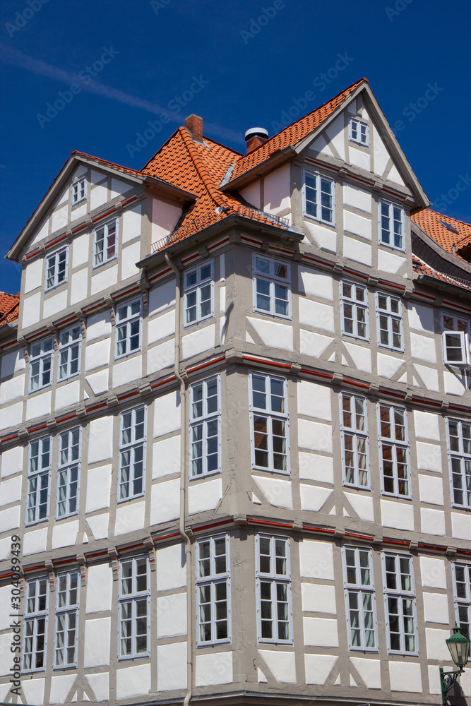 old historic houses in Hanover old town, Germany