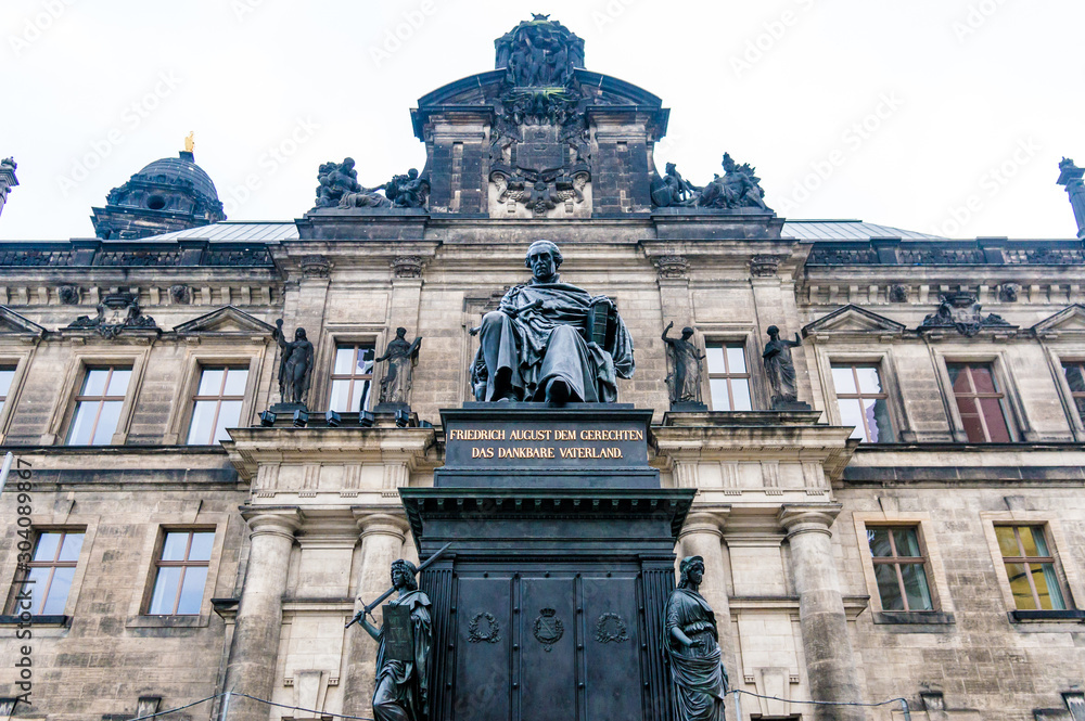 Statue of the Friedrich August in front of Dresden Regional Court house, Dresden, Germany.