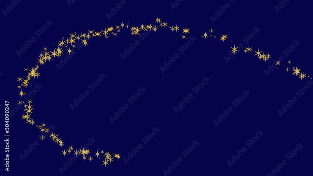 Abstract dark blue background with flowing golden particles stream ...
