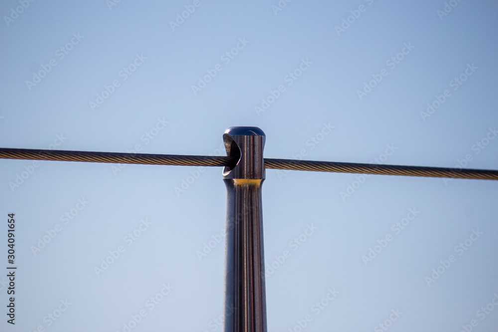 focus on boat cable railing element focus on boat cable railing element