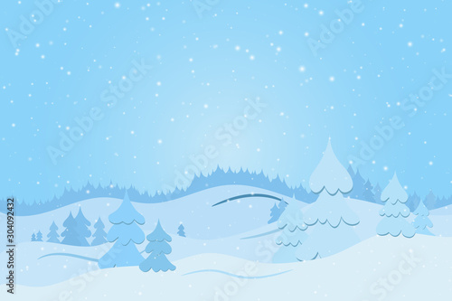 Winter view on forest in snowfall