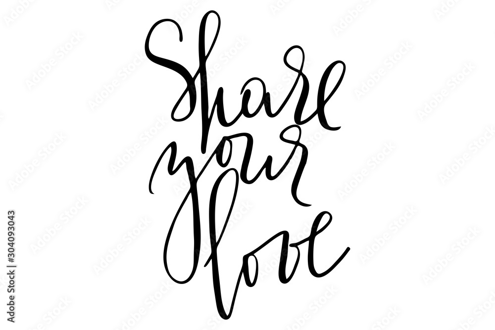 Valentine's day phrase share your love handwritten text vector Valentine's day phrase share your love handwritten text vector