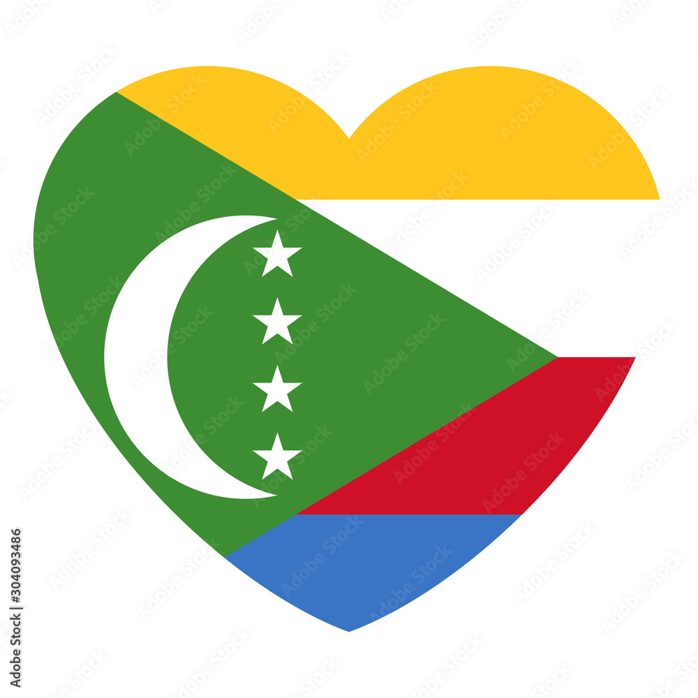 Comoros flag heart shape vector graphics design Comoros flag heart shape vector graphics design