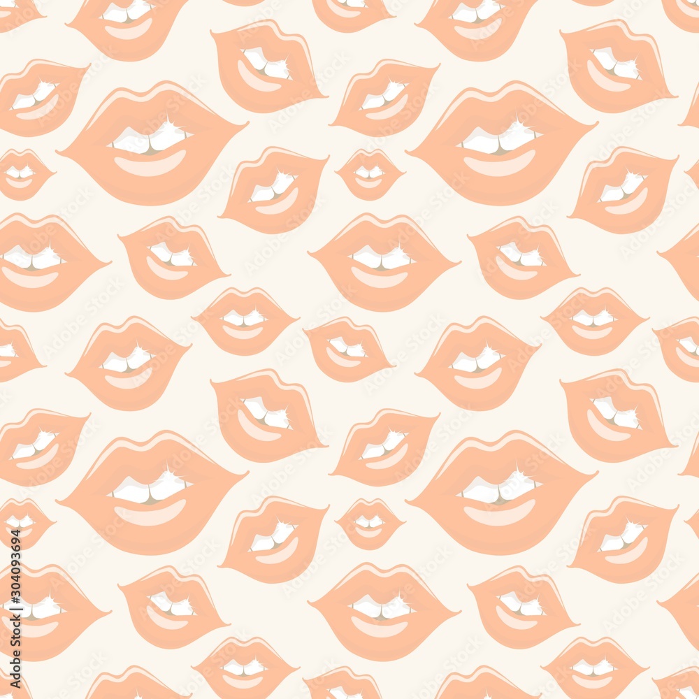 Glamorous seamless pattern with red female mouths. Glamorous seamless pattern with red female mouths.