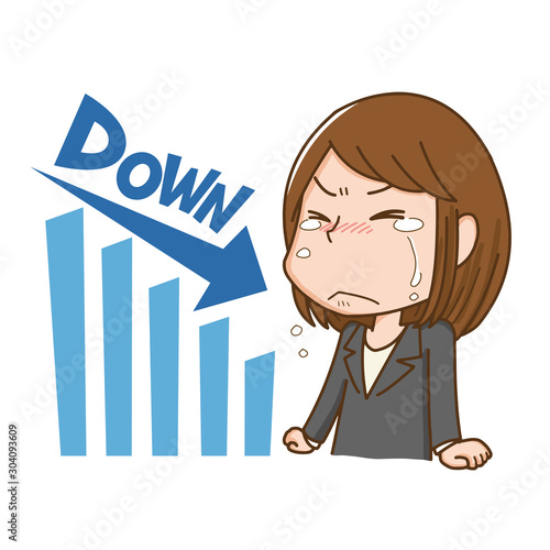 成績が下がって悲しむ女性