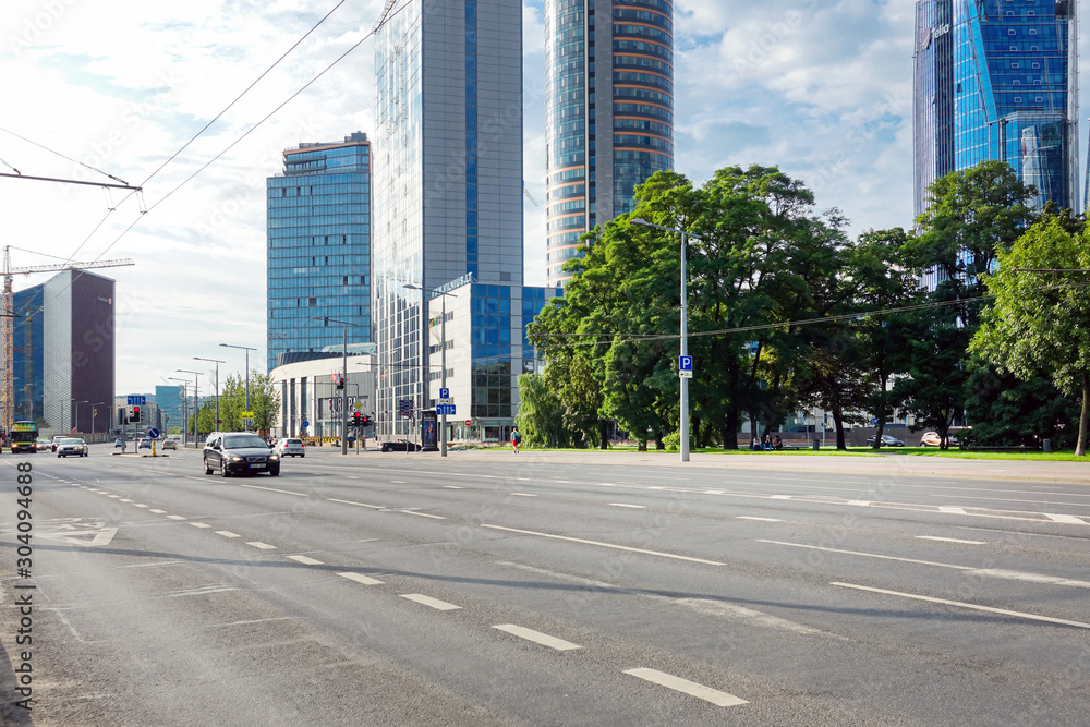 VILNIUS, LITHUANIA - September 2, 2017: view of modern Buildings around Vilnius, Lithuanian