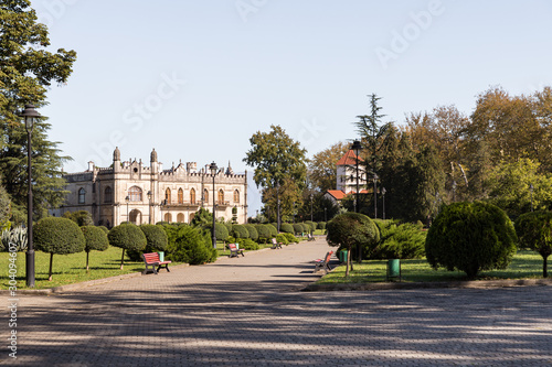 The park of the Dadiani Palace - the residence of an ancient family of Megrelian princes in Zugdidi city in Georgia