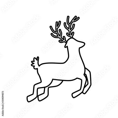 silhouette of reindeer animal christmas line style icon vector illustration design