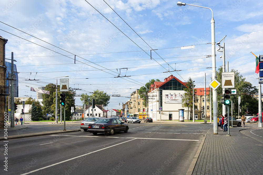 VILNIUS, LITHUANIA - September 2, 2017: Street view of downtown in Vilnius city, Lithuanian VILNIUS, LITHUANIA - September 2, 2017: Street view of downtown in Vilnius city, Lithuanian