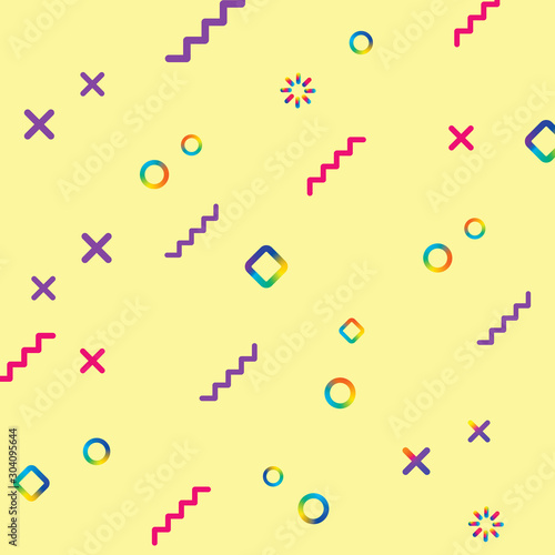 Trendy illustration with liquid gradients. Yellow background with different shapes and fluid gradients. Abstract pattern, creative texture.
