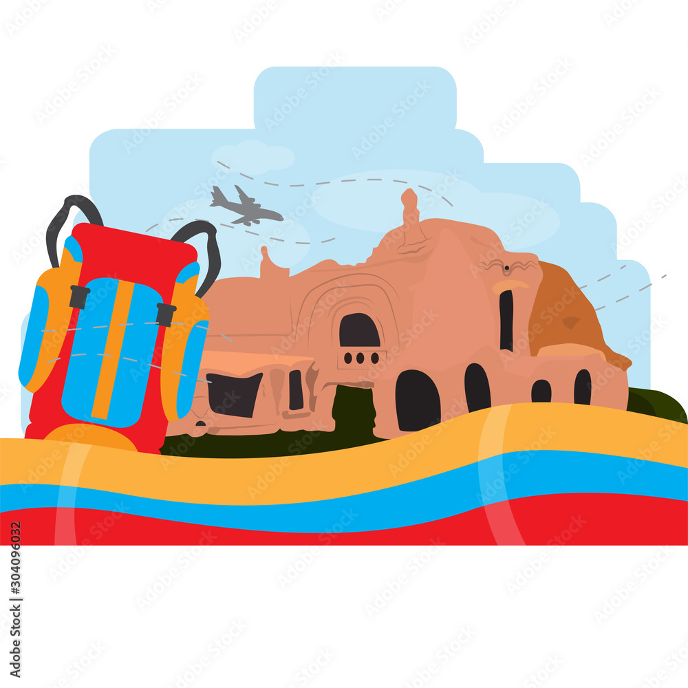 Travel to Colombia. Colony ruins landscape - Vector illustration