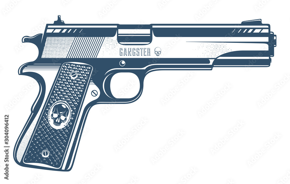 Fototapeta Ilustracja wektorowa pistolet, szczegółowe pistolet na białym tle.