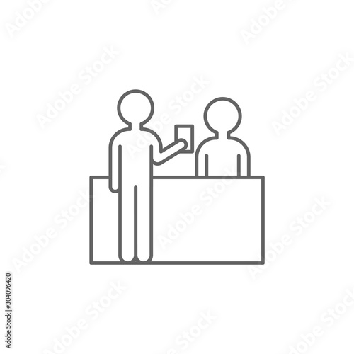 Check in, airport. Icon illustration isolated sign symbol - icon