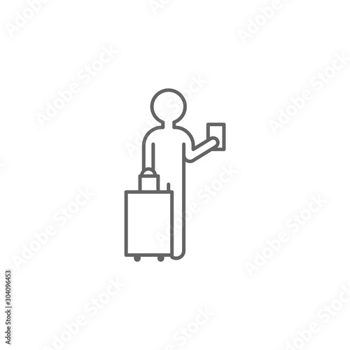 Man, travel, bag, ticket. Icon illustration isolated sign symbol - icon