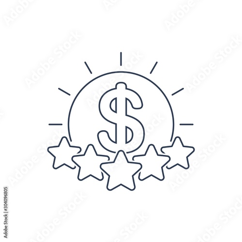 Investment financial technology. Profitability rating. Vector linear icon on a white background.