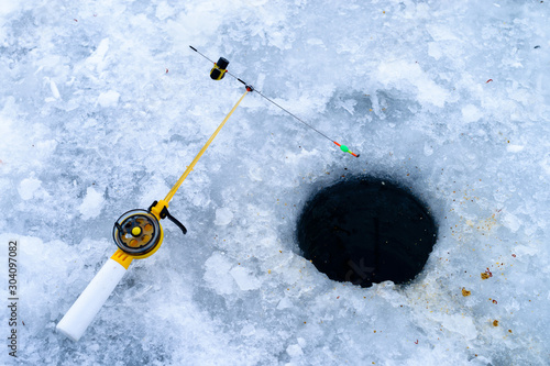 Winter fishing. Fishing rod for ice fishing