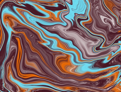Abstract colorful background is made in the technique of fluid art with blue accents. The liquid art. Contemporary art.Abstract marble texture.