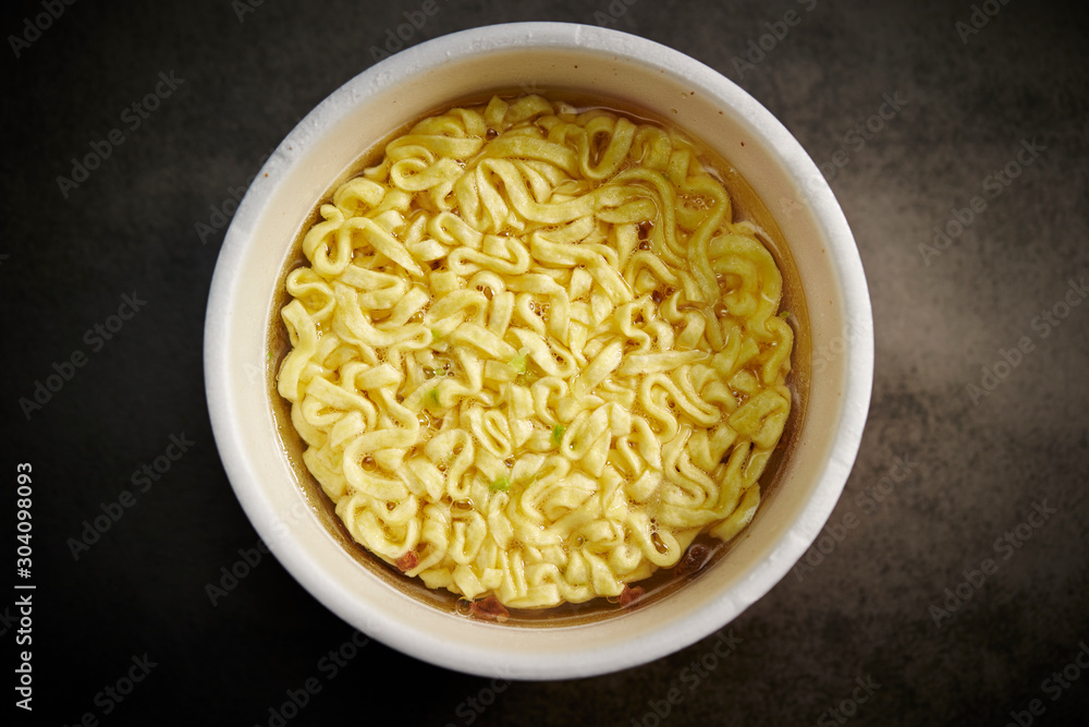 Instant ramen noodle, plastic bowl Instant ramen noodle, plastic bowl