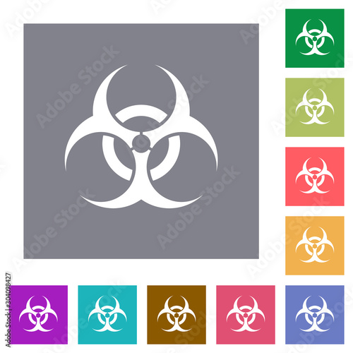 Biohazard sign square flat icons
