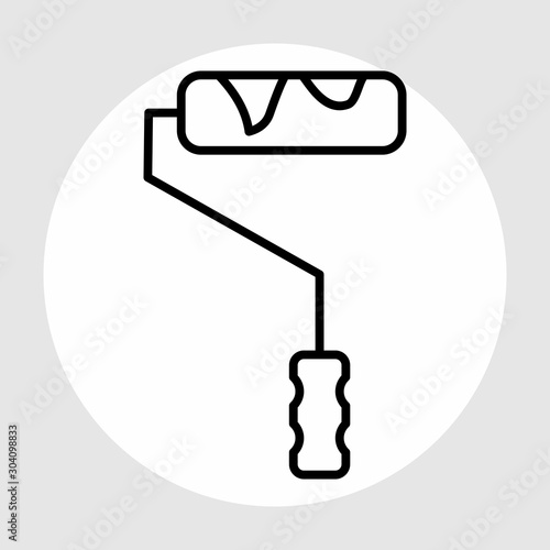 Paint Roller Icon Isolated On Abstract Background