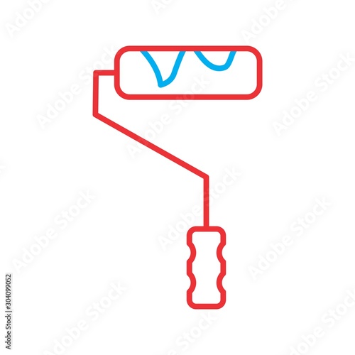 Paint Roller Icon Isolated On Abstract Background