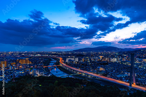 大阪府池田市の五月山、秀望台からの夜景