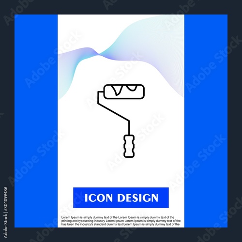 Paint Roller Icon Isolated On Abstract Background