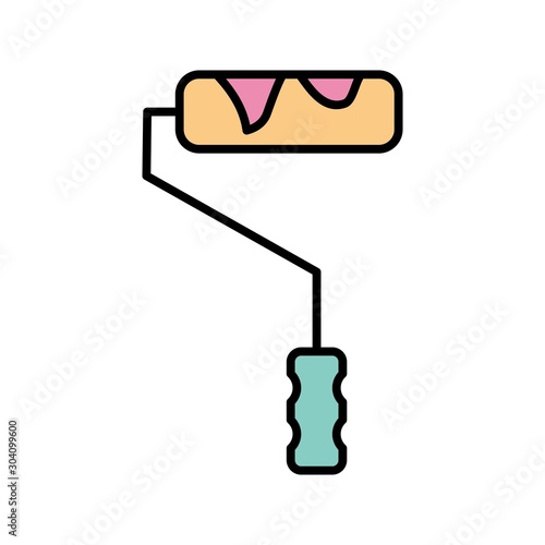 Paint Roller Icon Isolated On Abstract Background