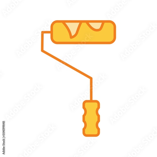 Paint Roller Icon Isolated On Abstract Background