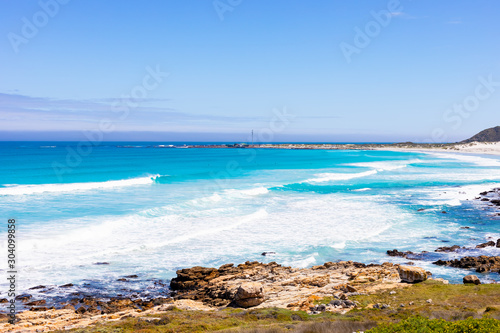 Elevated view of the rugged rocky coastline of the Western Seaboard of Cape Town