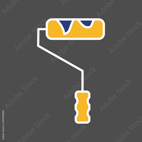 Paint Roller Icon Isolated On Abstract Background