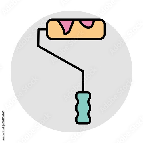 Paint Roller Icon Isolated On Abstract Background