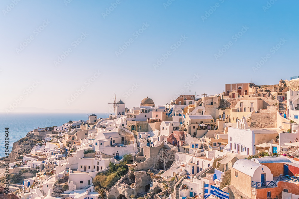 Fototapeta premium Oia village at sunset, Santorini island